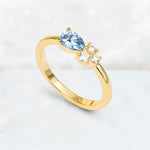 Minimalist East-West Pear Cut Aquamarine Engagement Ring - Additional view