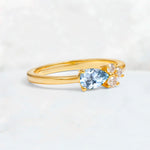 Minimalist East-West Pear Cut Aquamarine Engagement Ring - Additional view