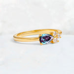 Minimalist East-West Pear Cut Alexandrite Engagement Ring - Additional view