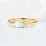 Minimalist East-West Pear Cut Moonstone Engagement Ring - Additional view