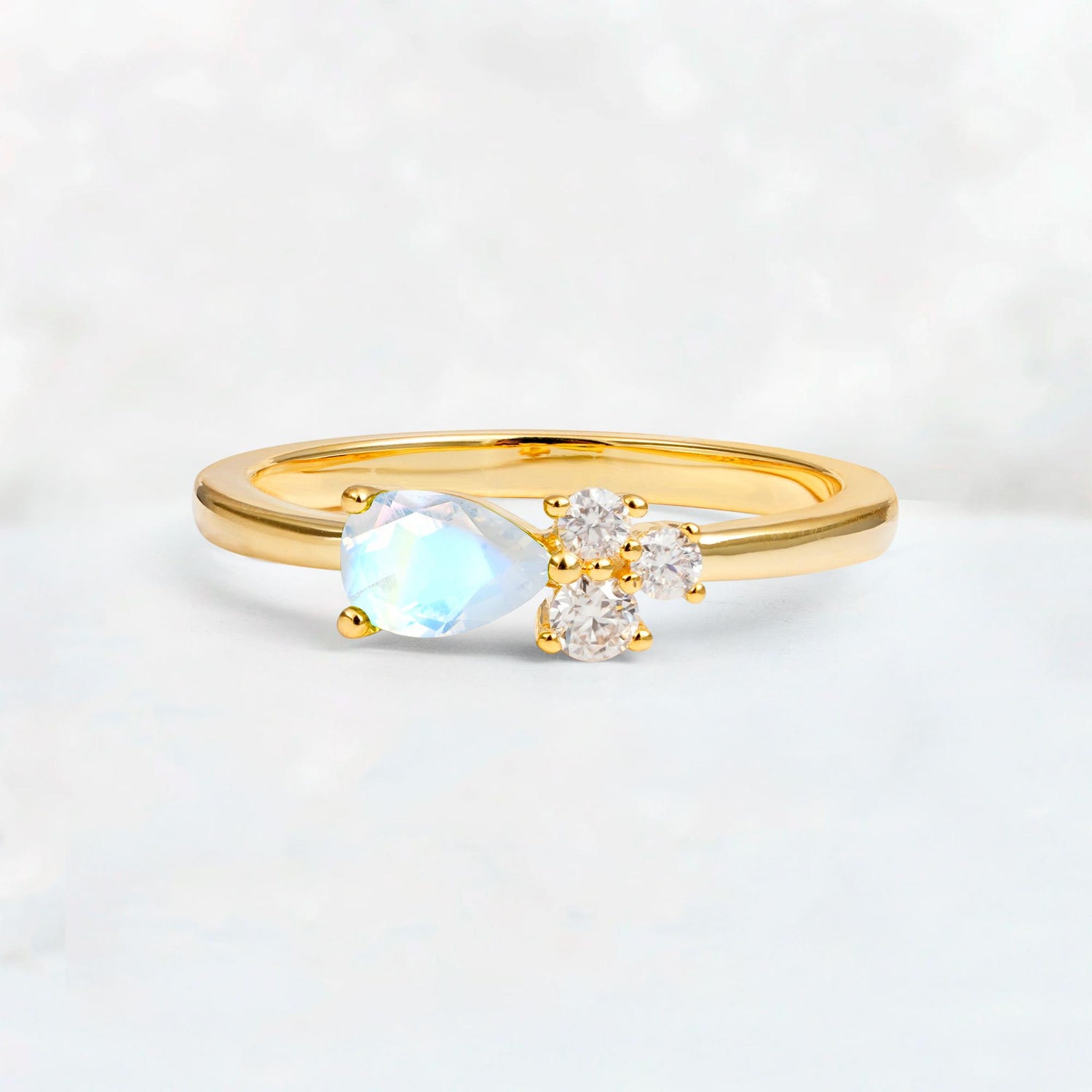 Minimalist East-West Pear Cut Moonstone Engagement Ring - Additional view