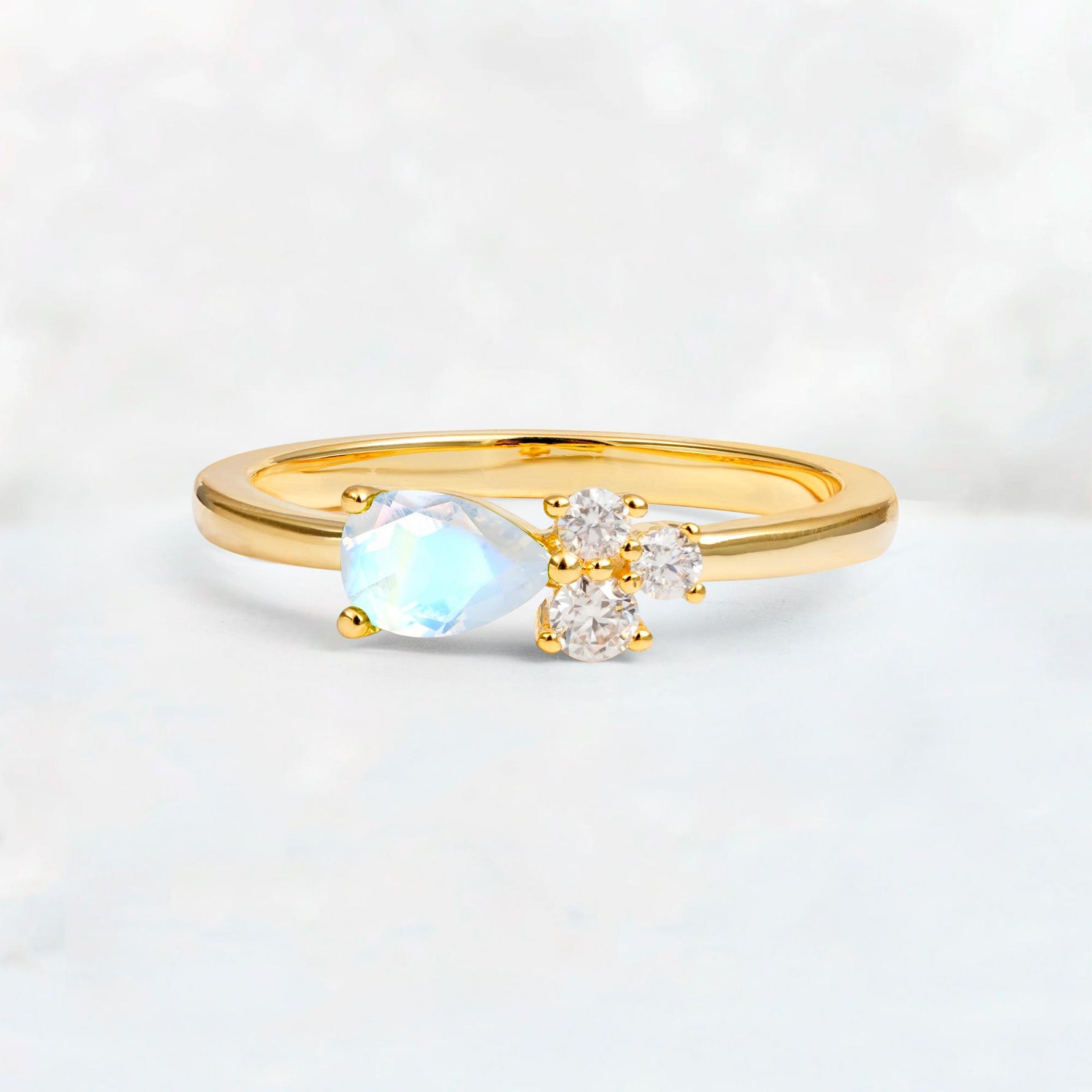 Minimalist East-West Pear Cut Moonstone Engagement Ring - Additional view