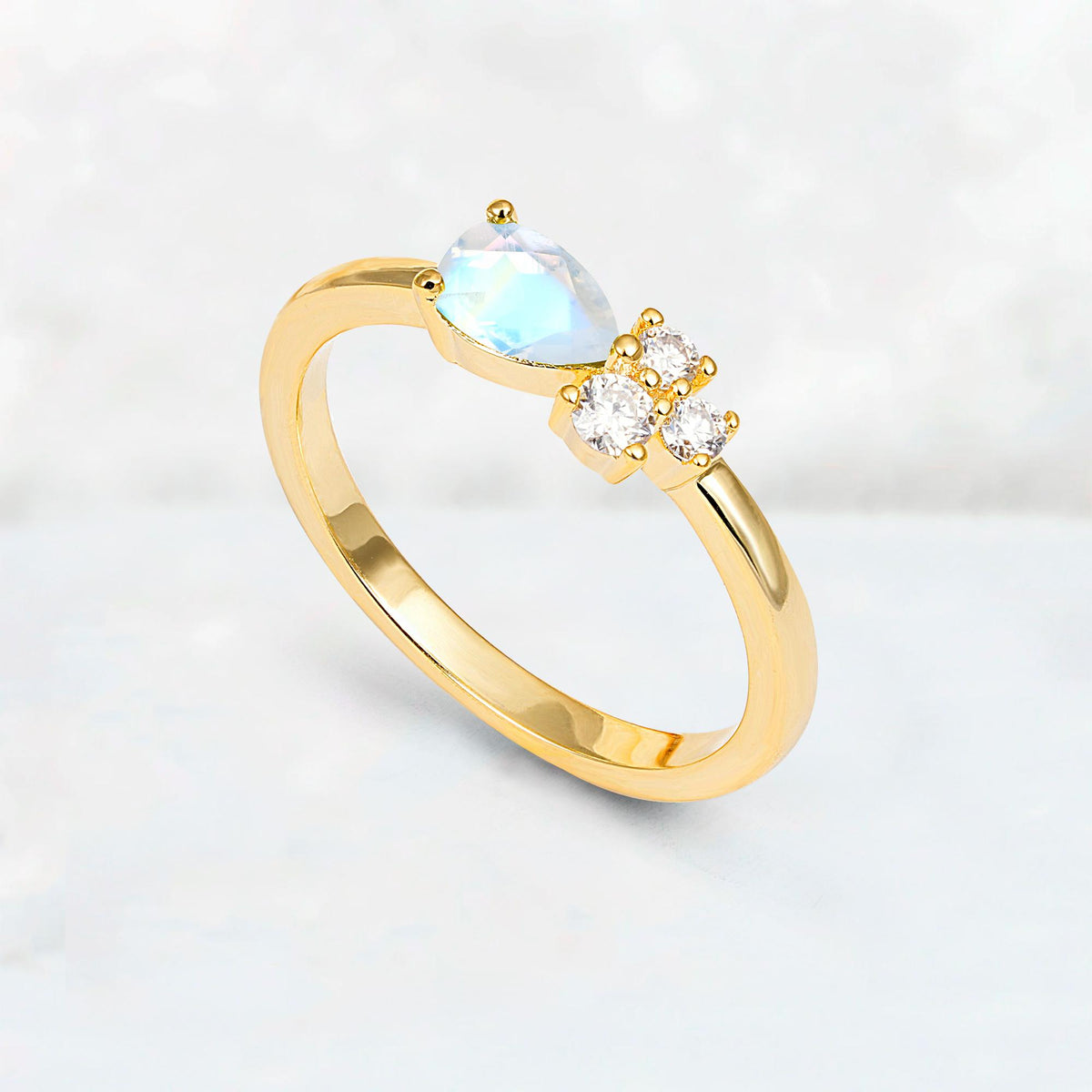 Minimalist East-West Pear Cut Moonstone Engagement Ring - Additional view