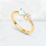 Minimalist East-West Pear Cut Moonstone Engagement Ring - Additional view