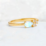 Minimalist East-West Pear Cut Moonstone Engagement Ring - Additional view