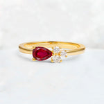 Minimalist East-West Pear Cut Ruby Engagement Ring - Additional view