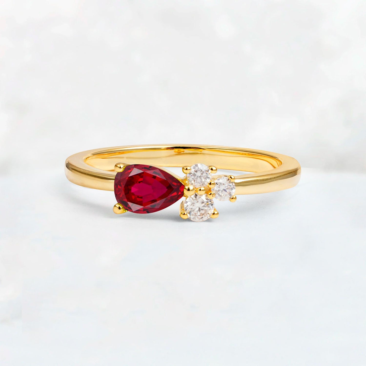 Minimalist East-West Pear Cut Ruby Engagement Ring - Additional view