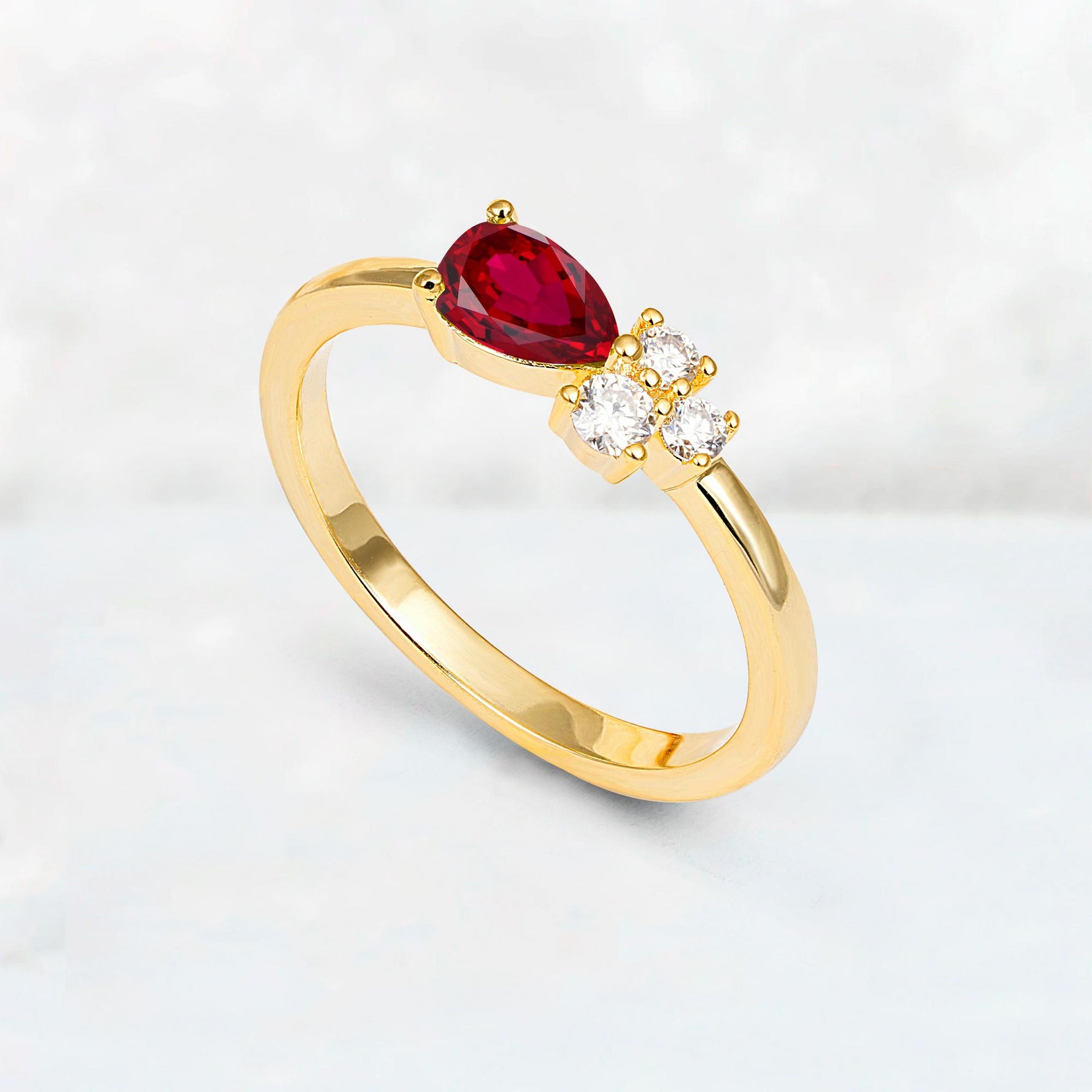 Minimalist East-West Pear Cut Ruby Engagement Ring - Additional view