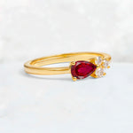 Minimalist East-West Pear Cut Ruby Engagement Ring - Additional view