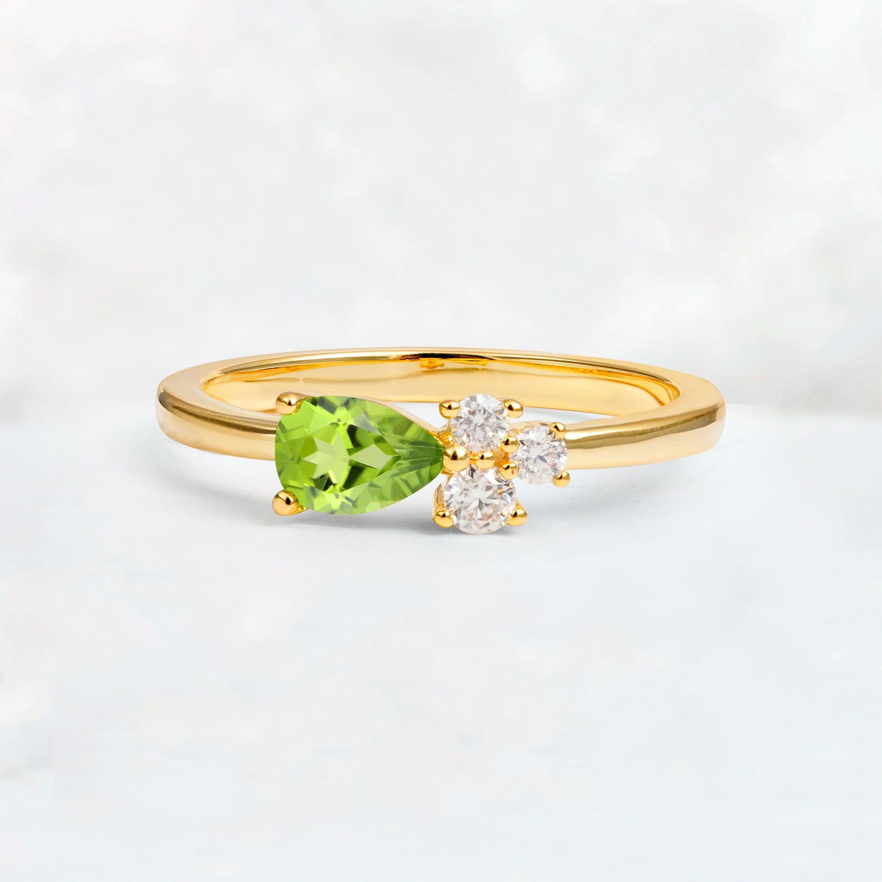 Minimalist East-West Pear Cut Peridot Engagement Ring - Additional view