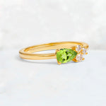 Minimalist East-West Pear Cut Peridot Engagement Ring - Additional view