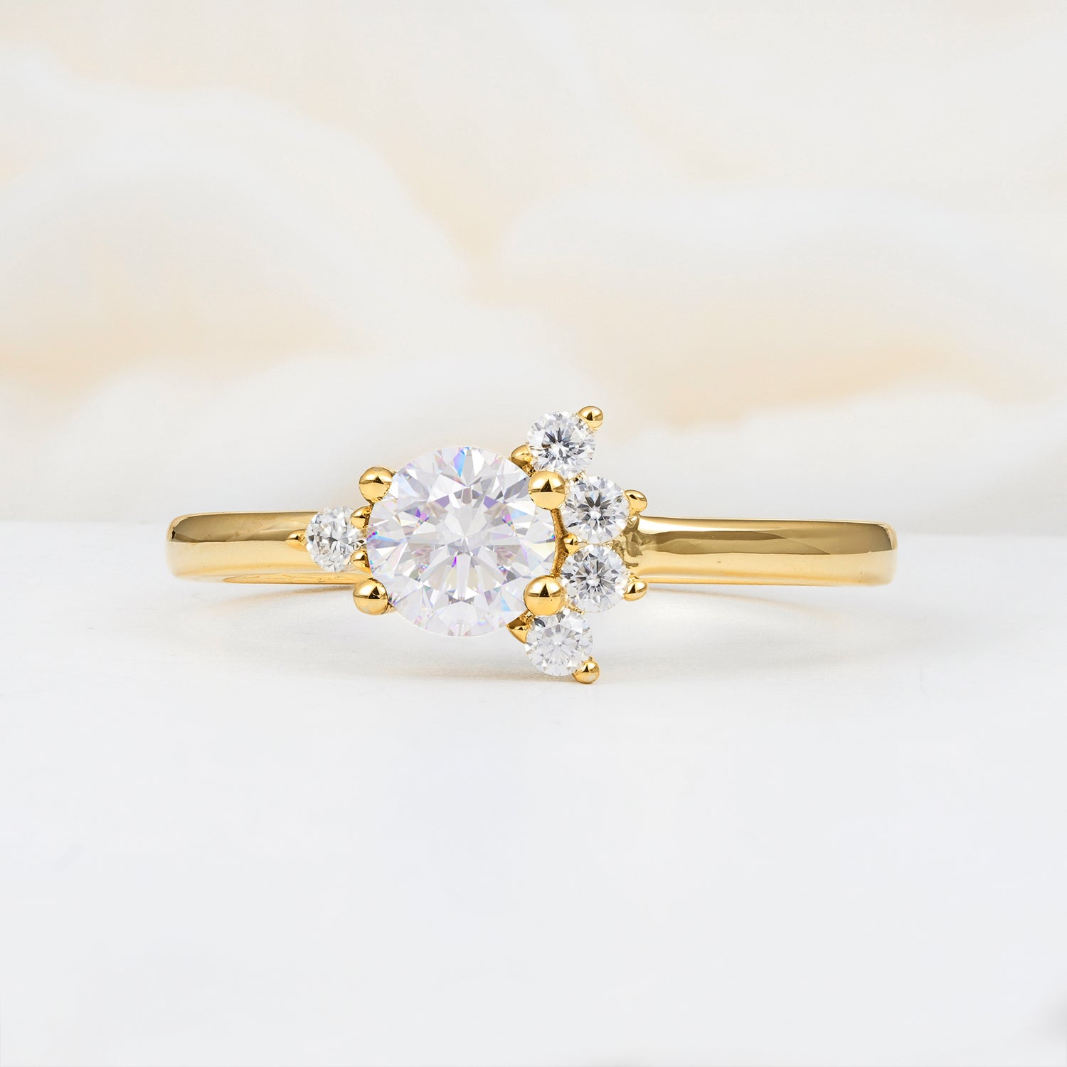 Classic Gold Leaf Moissanite Engagement Ring with Oval Cut