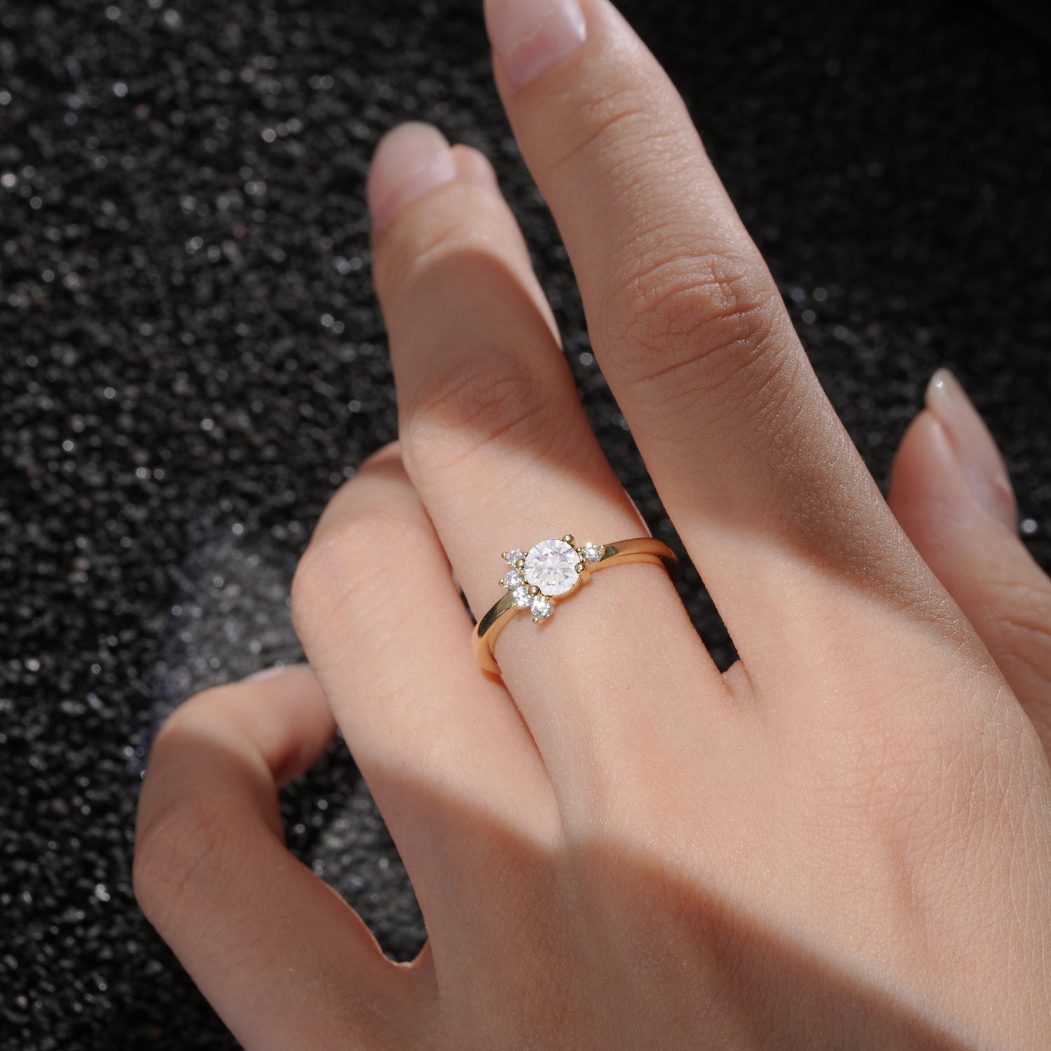 Classic Gold Leaf Moissanite Engagement Ring with Oval Cut