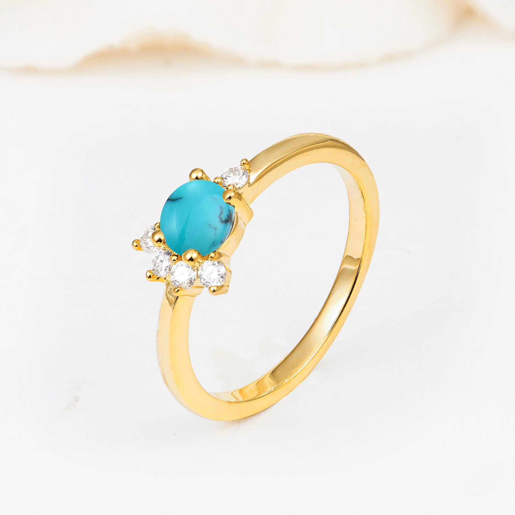 SR08791 Turquoise Ring - White-Gold