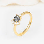 SR08791 Black Rutilated Quartz Ring - White-Gold