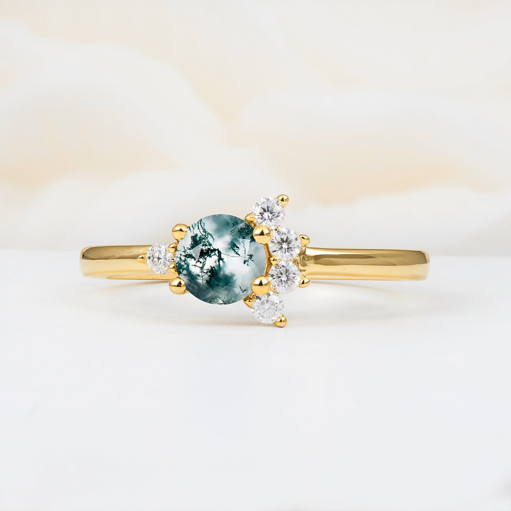 SR08791 Moss Agate Ring - Yellow-Gold
