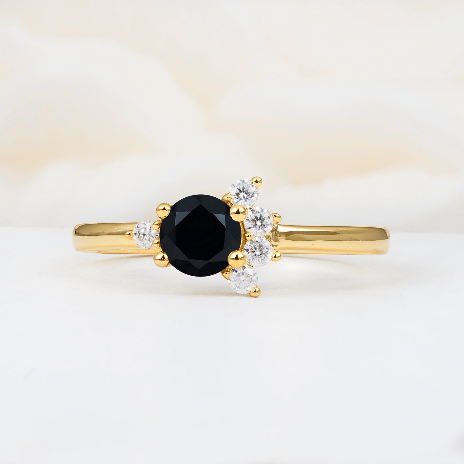 SR08791 Black Onyx Ring - Yellow-Gold