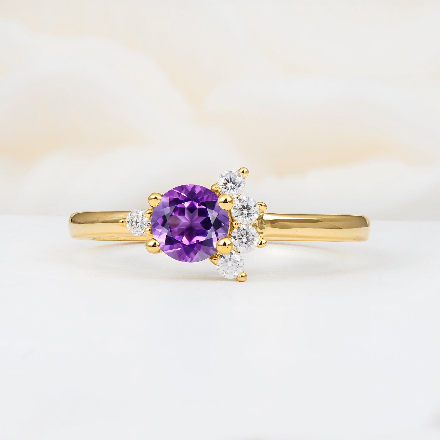 Classic Gold Leaf Amethyst Engagement Ring with Oval Cut