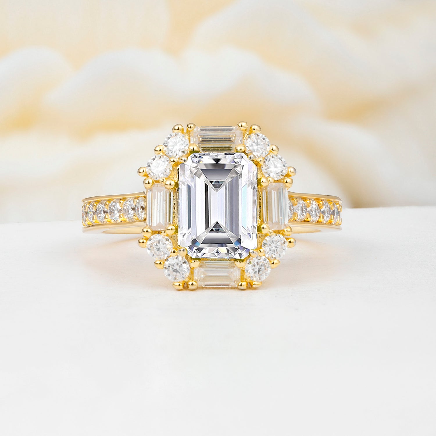 Emerald Cut Lab Diamond Halo Engagement Ring
