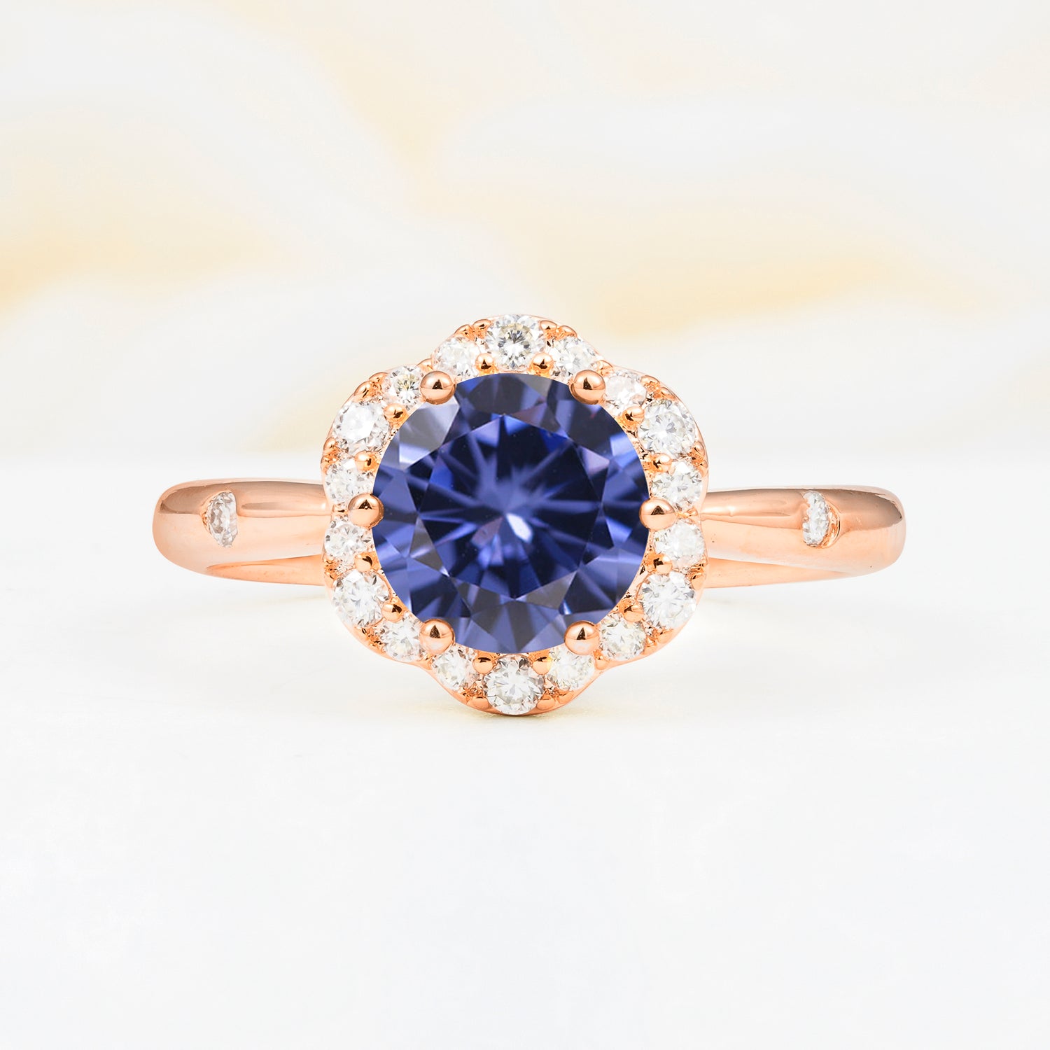 Vintage Scalloped Round Tanzanite Halo Ring for her