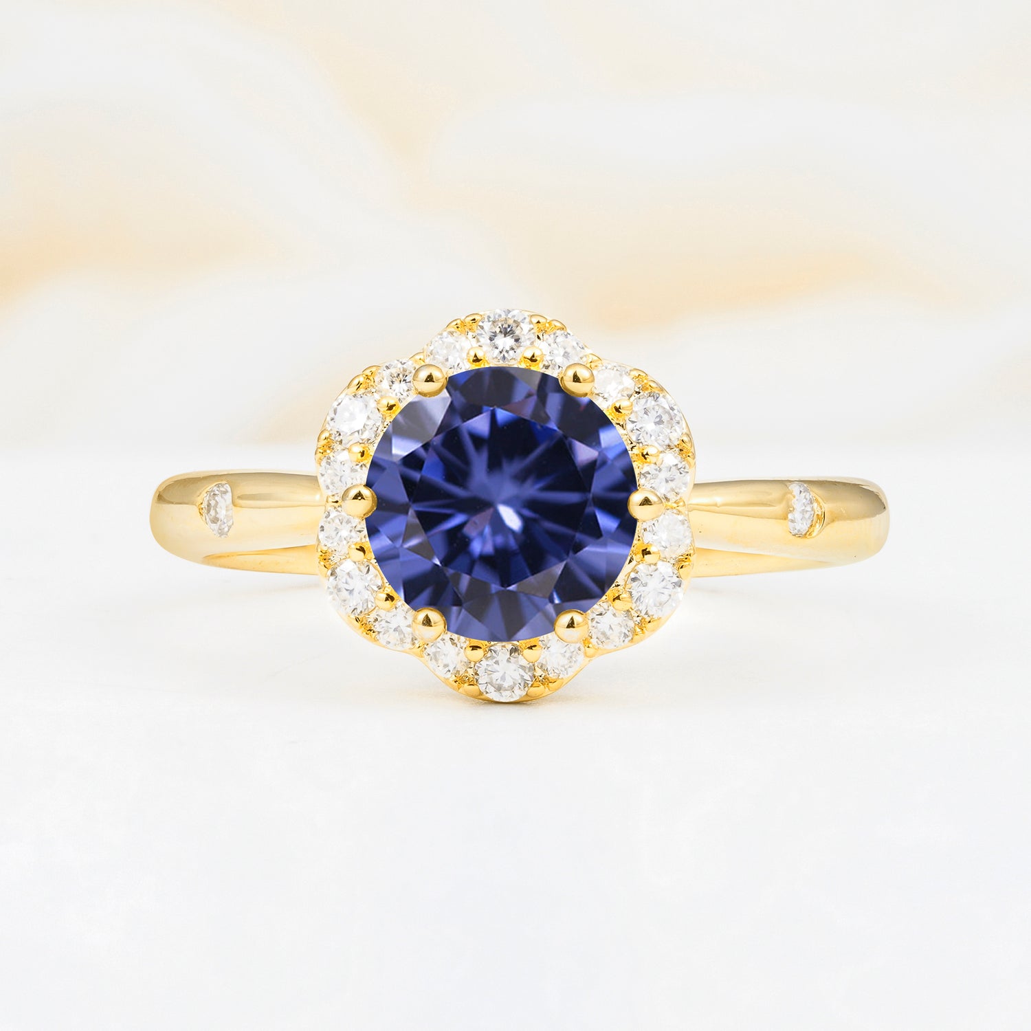 Vintage Scalloped Round Tanzanite Halo Ring for her