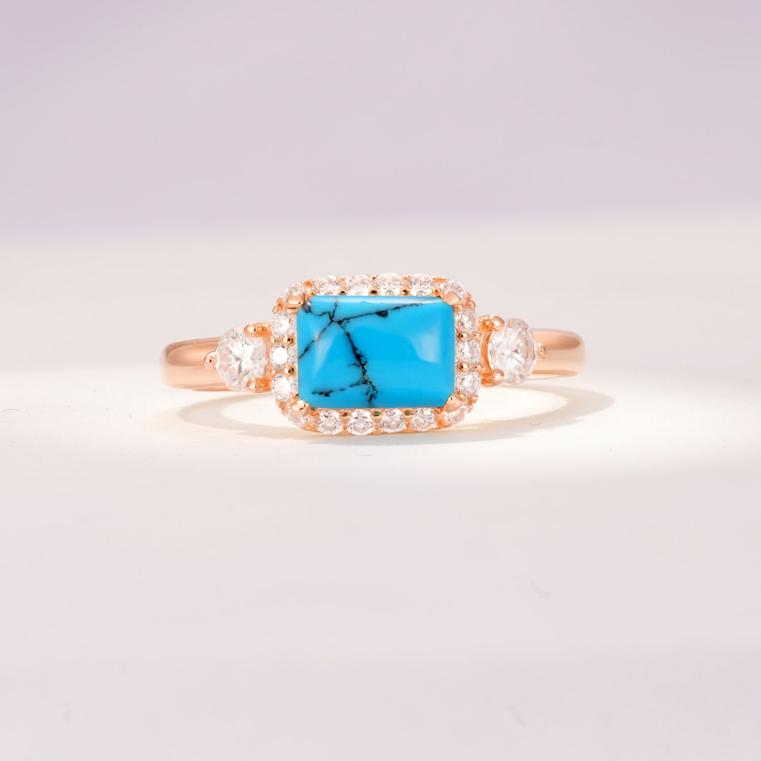 Timeless Elegance Emerald Cut Halo Turquoise Engagement Ring