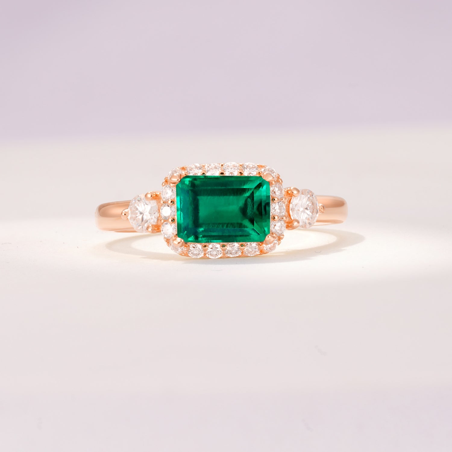 Timeless Elegance Emerald Cut Halo Emerald Engagement Ring
