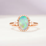 Romantic Oval Cut Full Halo Fire Opal Engagement Ring - Additional view