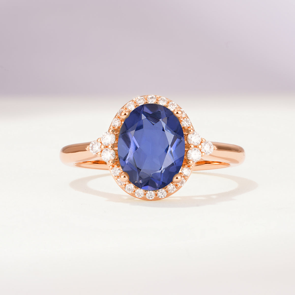 Romantic Oval Cut Full Halo Tanzanite Engagement Ring - Additional view