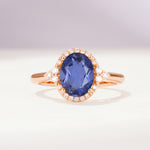 Romantic Oval Cut Full Halo Tanzanite Engagement Ring - Additional view