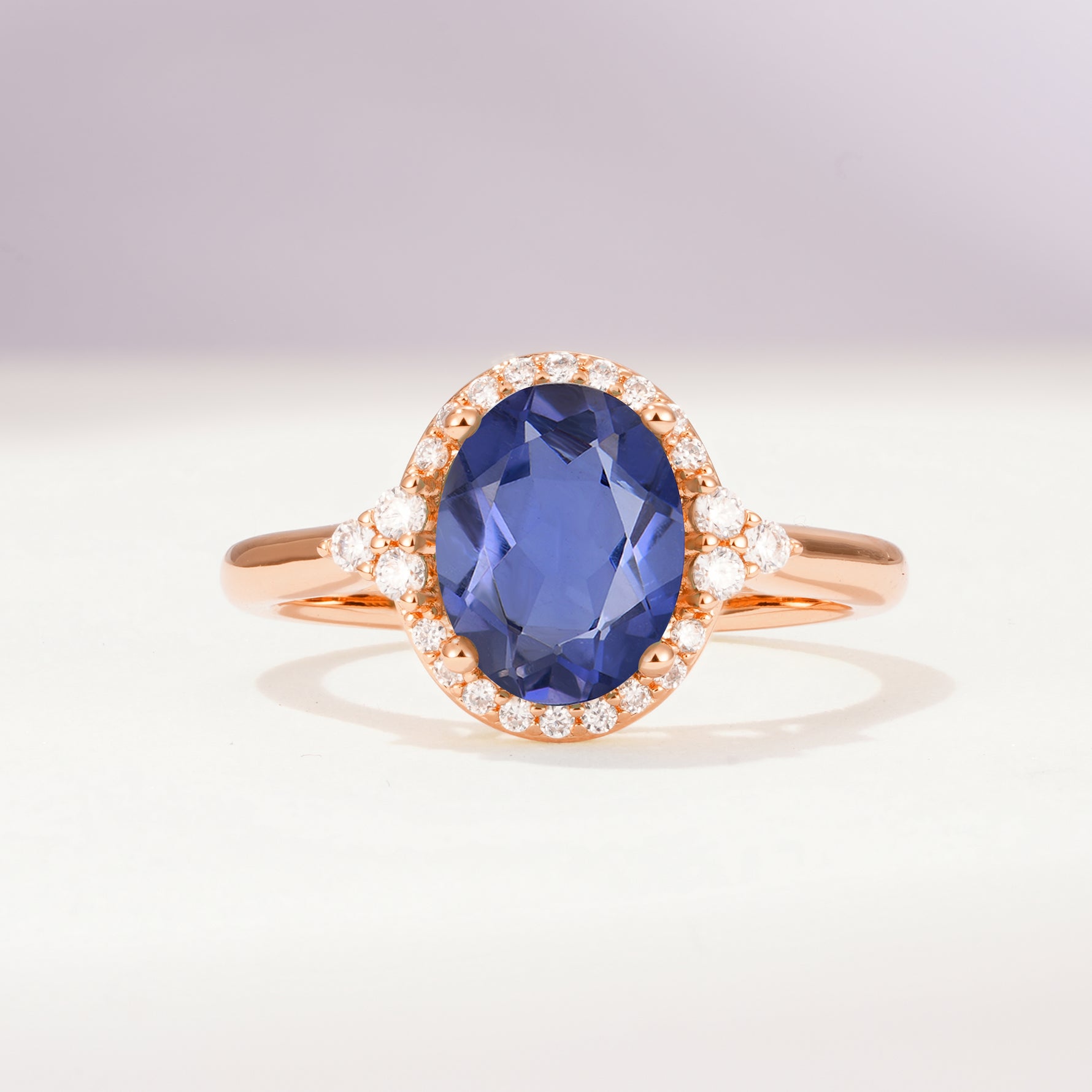 Romantic Oval Cut Full Halo Tanzanite Engagement Ring - Additional view