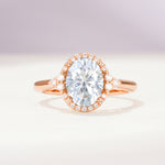Romantic Oval Cut Full Halo Lab Diamond Engagement Ring - Additional view