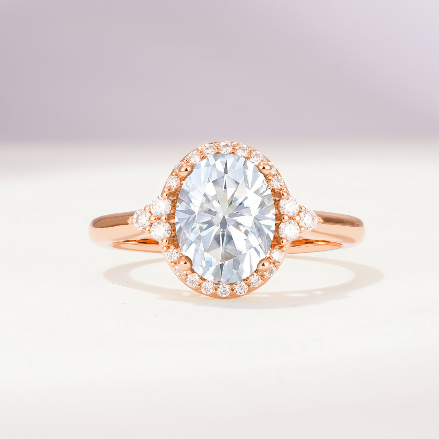 Romantic Oval Cut Full Halo Lab Diamond Engagement Ring - Additional view