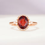 Romantic Oval Cut Full Halo Garnet Engagement Ring - Additional view