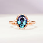 Romantic Oval Cut Full Halo Alexandrite Engagement Ring - Additional view