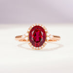 Romantic Oval Cut Full Halo Ruby Engagement Ring - Additional view