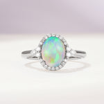 Romantic Oval Cut Full Halo Fire Opal Engagement Ring - Additional view