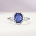 Romantic Oval Cut Full Halo Tanzanite Engagement Ring - Additional view
