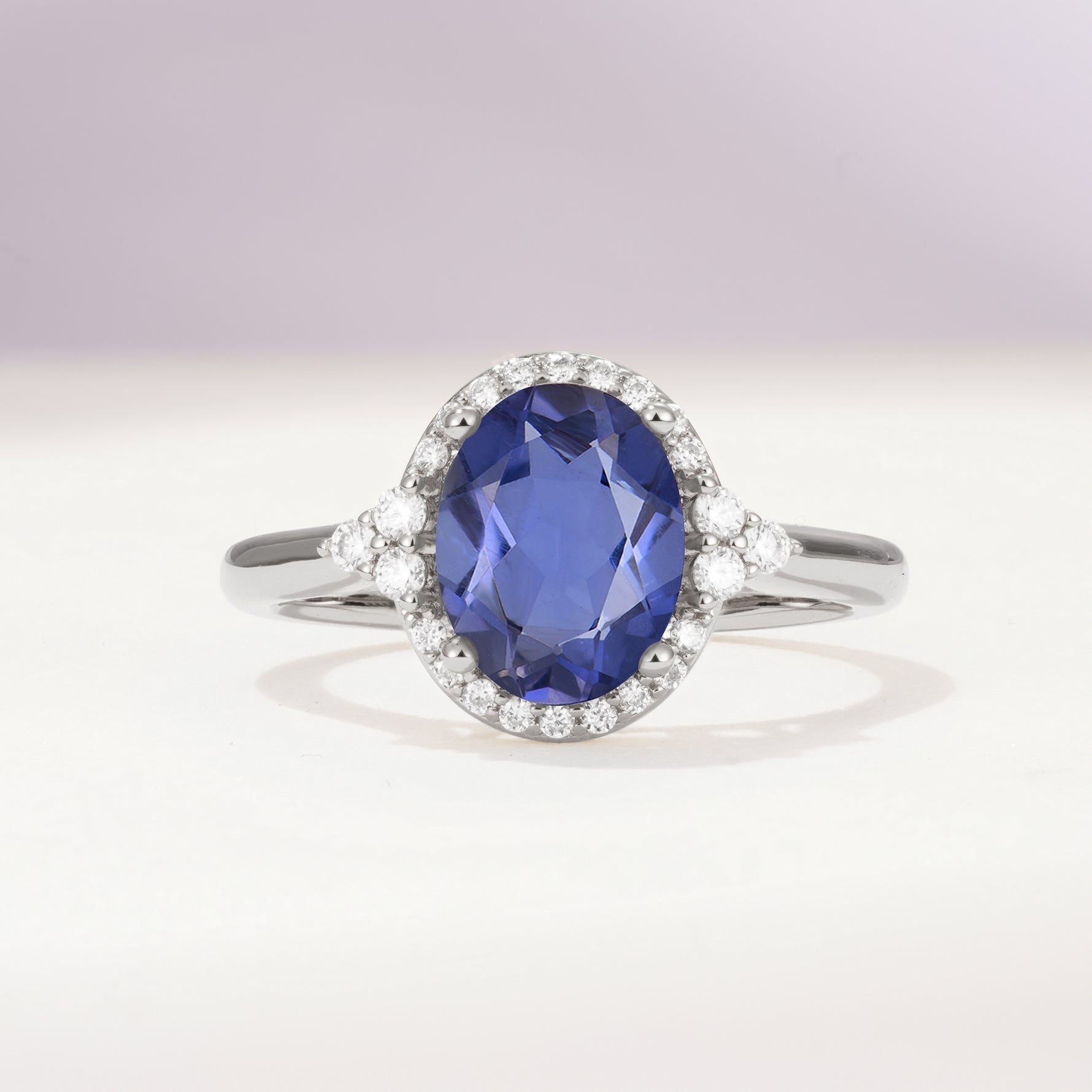 Romantic Oval Cut Full Halo Tanzanite Engagement Ring - Additional view