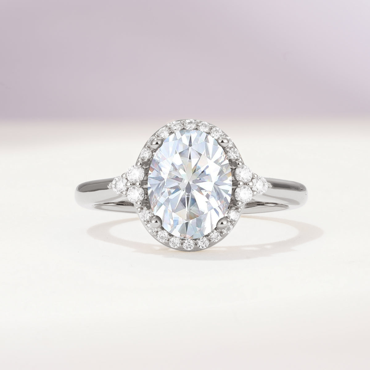 Romantic Oval Cut Full Halo Lab Diamond Engagement Ring - Additional view