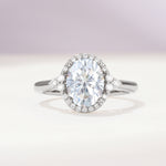 Romantic Oval Cut Full Halo Lab Diamond Engagement Ring - Additional view