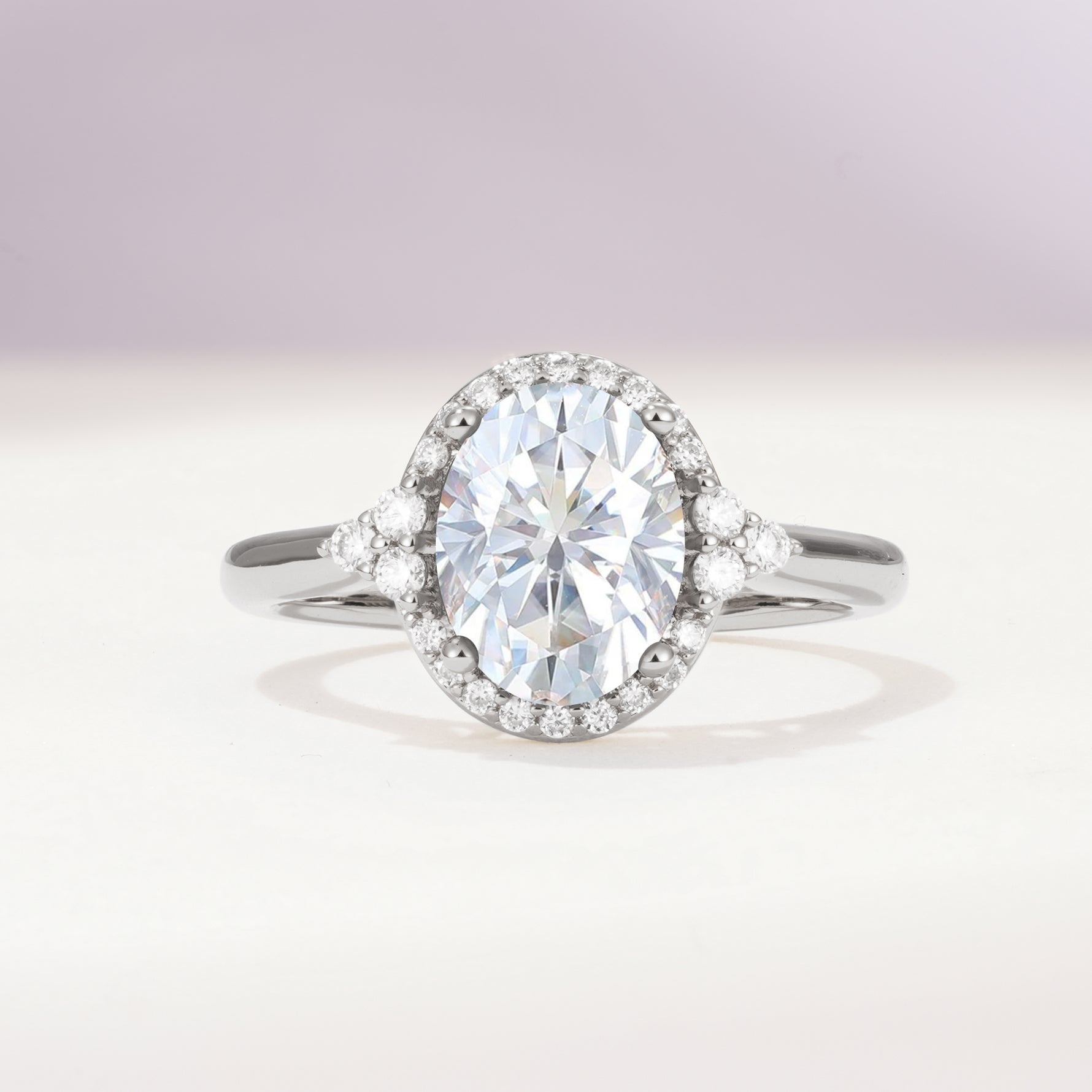 Romantic Oval Cut Full Halo Lab Diamond Engagement Ring - Additional view