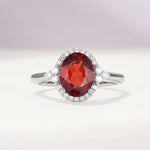 Romantic Oval Cut Full Halo Garnet Engagement Ring - Additional view