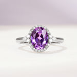 Romantic Oval Cut Full Halo Amethyst Engagement Ring - Additional view