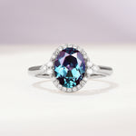 Romantic Oval Cut Full Halo Alexandrite Engagement Ring - Additional view