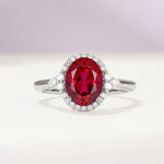 Romantic Oval Cut Full Halo Ruby Engagement Ring - Additional view
