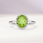 Romantic Oval Cut Full Halo Peridot Engagement Ring - Additional view