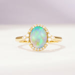 Romantic Oval Cut Full Halo Fire Opal Engagement Ring - Additional view