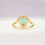 Romantic Oval Cut Full Halo Fire Opal Engagement Ring - Additional view