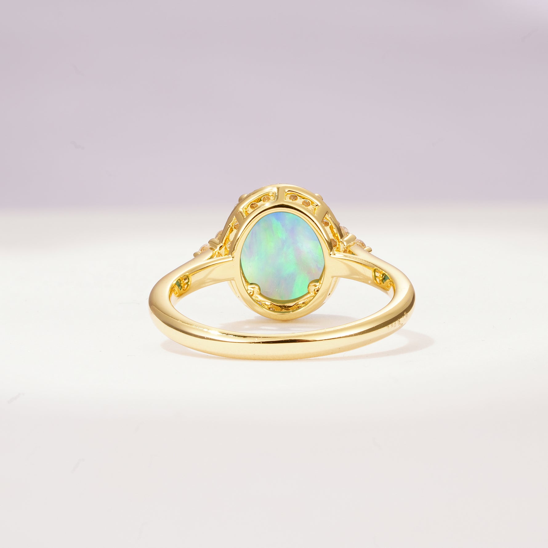 Romantic Oval Cut Full Halo Fire Opal Engagement Ring - Additional view